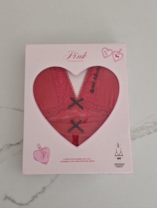 PINK Victoria's Secret Other - NWT PINK Victoria's Secret Pink Lace Ribbed Bralette Set with Black Bows